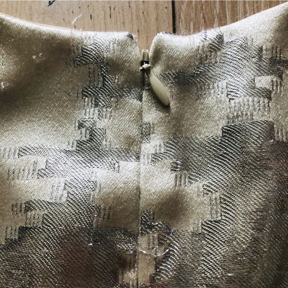 Talbots Silk Blend Metallic Detailed Dress in Cream & Silver Size 10 - Picture 12 of 13